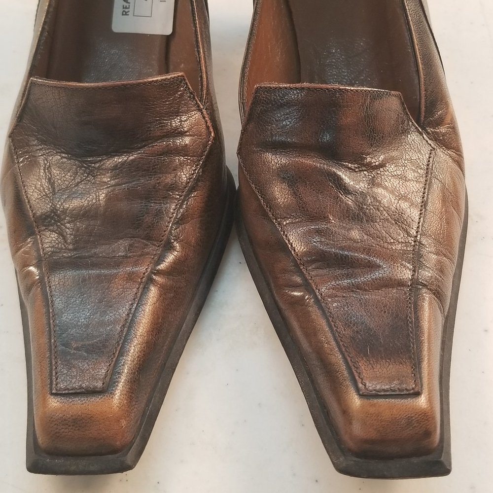 Ferri Vero Cuoio Brown Leather High Heels 6.5 - Picture 4 of 10